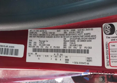 2016 Ford Fiesta Se из США, поврежденный, VIN 3FADP4BJ5GM156087